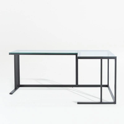 Pilsen Graphite L-Shaped Desk with Glass Top