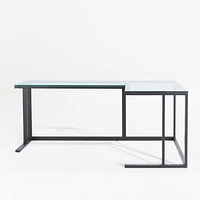 Pilsen Graphite L-Shaped Desk with Glass Top