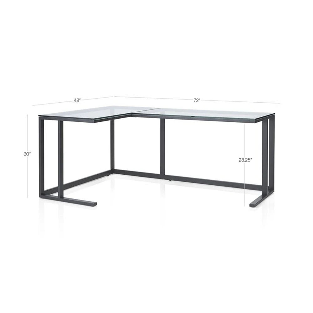 Pilsen Graphite L-Shaped Desk with Glass Top