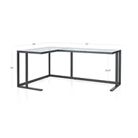 Pilsen Graphite L-Shaped Desk with Glass Top