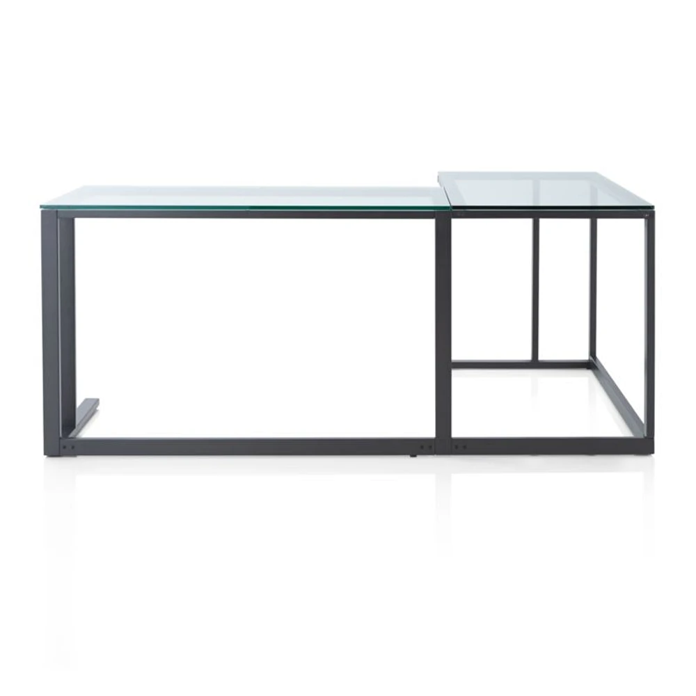 Pilsen Graphite L-Shaped Desk with Glass Top