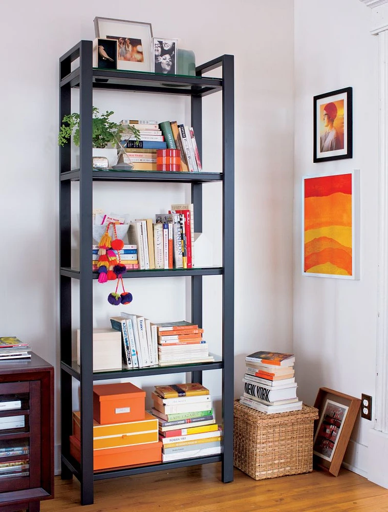 Pilsen Graphite Bookcase with Glass Shelves