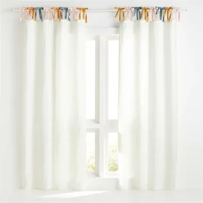 63" White Tie Organic Muslin Curtain Panel