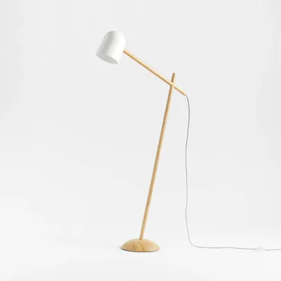 Pixi White Metal and Wood Swivel Floor Lamp