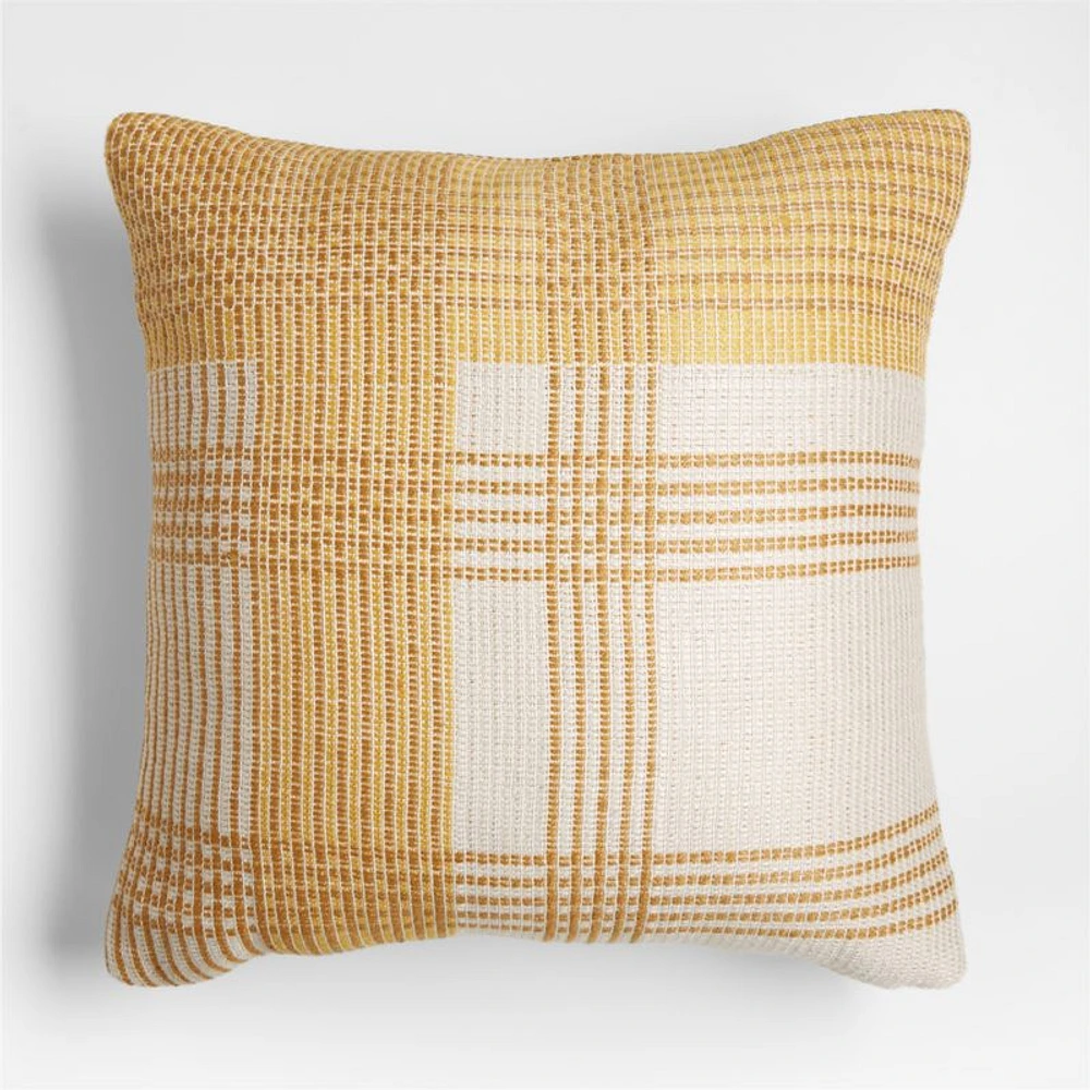 Savannah Yellow 20"x20" Plaid Outdoor Throw Pillow