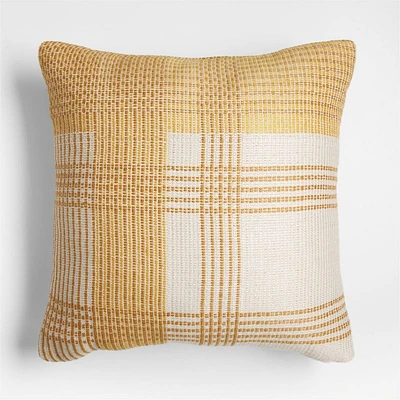 Savannah Yellow 20"x20" Plaid Outdoor Throw Pillow