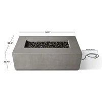 Plateau Stone and Cement Rectangle Outdoor Natural Gas Fire Pit Table