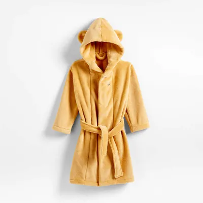 Small Gold Plush Hooded Kids Bath Robe