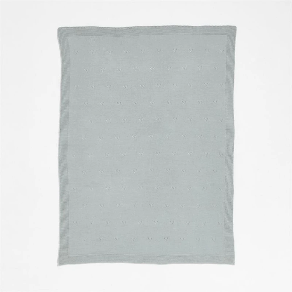 Pointelle Knit Mist Blue Baby Stroller Blanket