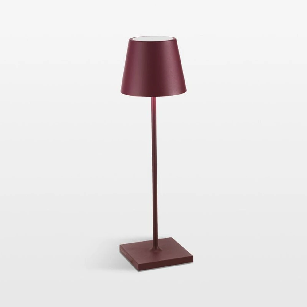 Poldina Pro Bordeaux Red Metal Table Lamp by Zafferano America 14"
