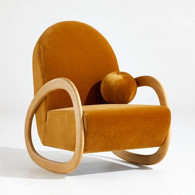 Pollie Marigold Velvet Nursery Rocking Chair