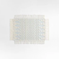 Pompom Blue Geometric Kids Rug with Fringe 4x6