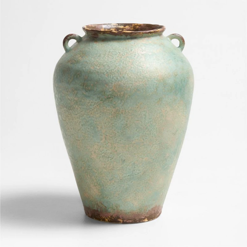 Pompeii 16" Rustic Green Ceramic Vase