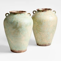 Pompeii 16" Rustic Green Ceramic Vase