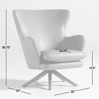 Powell Grey Leather Wingback Swivel Accent Chair