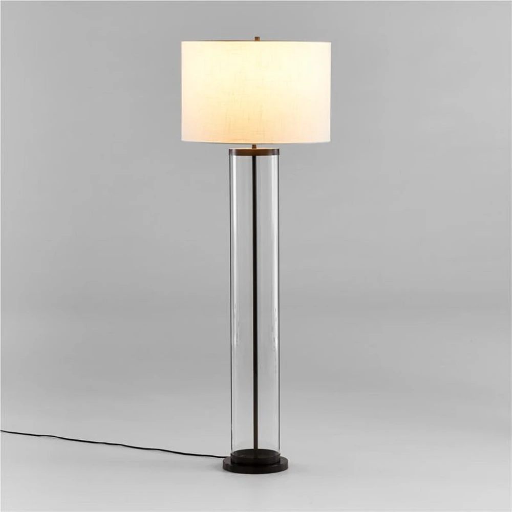 Promenade Black Floor Lamp with White Shade 62"