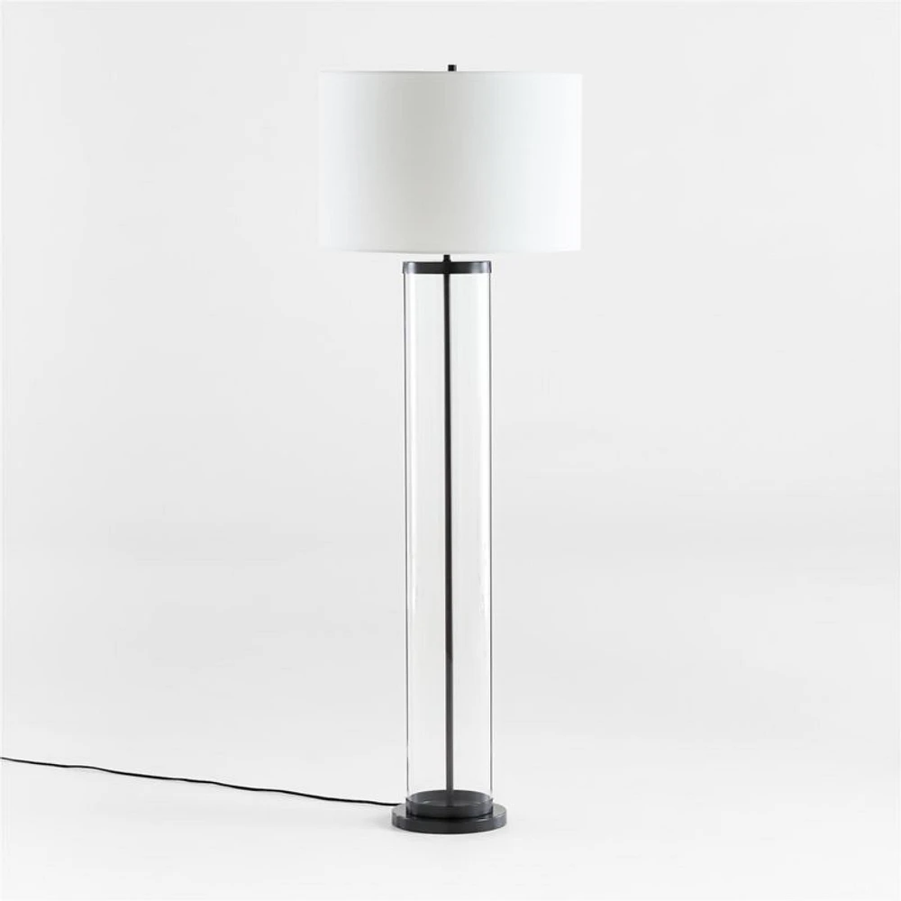 Promenade Black Floor Lamp with White Shade 62"