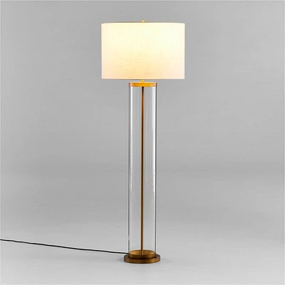 Promenade Black and Brass Floor Lamp with White Shade