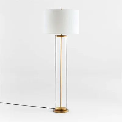 Promenade Black and Brass Floor Lamp with White Shade
