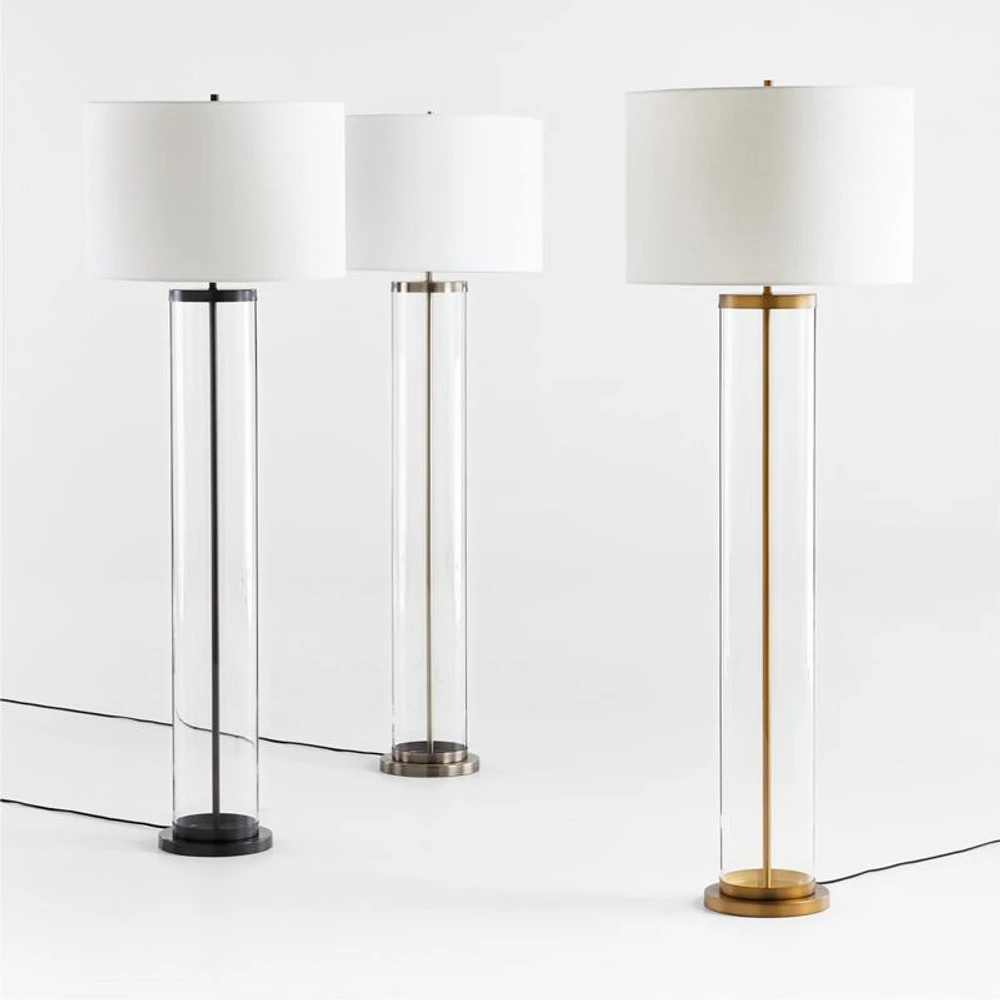 Promenade Black Floor Lamp with White Shade 62"