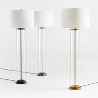 Promenade Black Floor Lamp with White Shade 62"