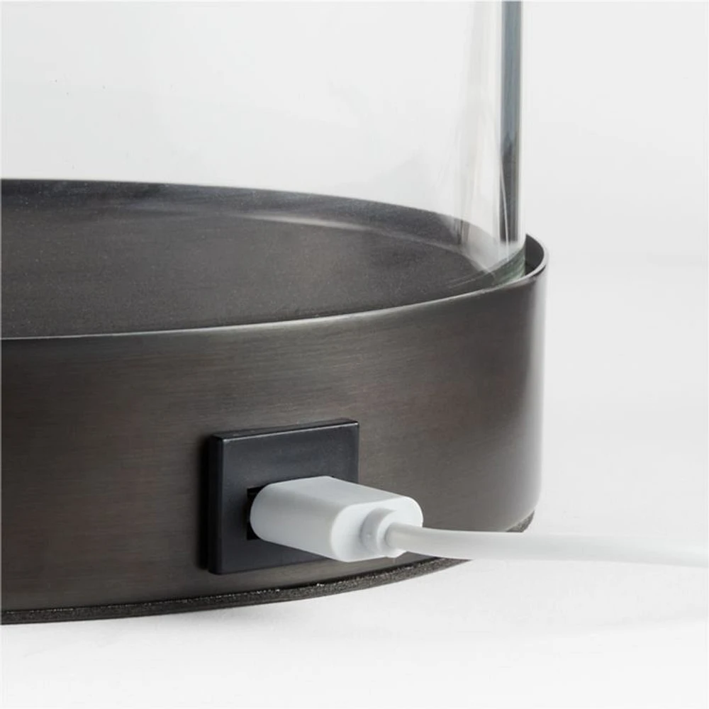 Promenade Black and Glass Table Lamp with USB Port 30.5"