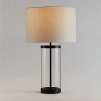 Promenade Black and Glass Table Lamp with USB Port 30.5"