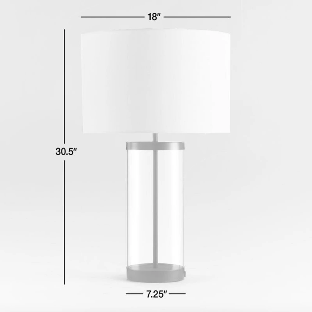 Promenade Black and Glass Table Lamp with USB Port 30.5"