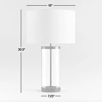 Promenade Black and Glass Table Lamp with USB Port 30.5"