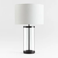 Promenade Black and Glass Table Lamp with USB Port 30.5"