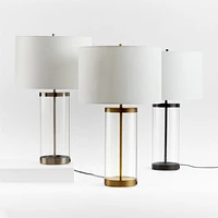 Promenade Black and Glass Table Lamp with USB Port 30.5"