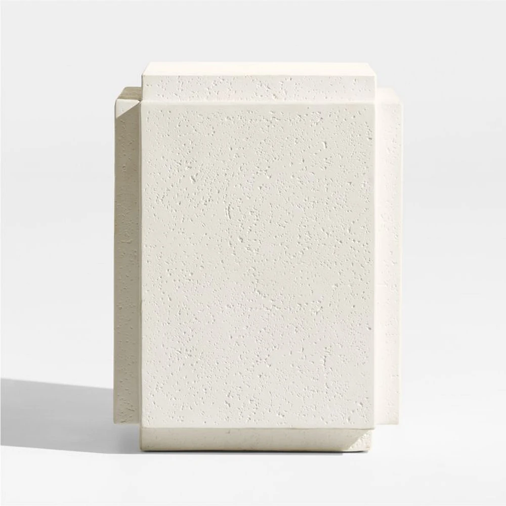 Puebla 16" Off-White Square Concrete Outdoor Side Table