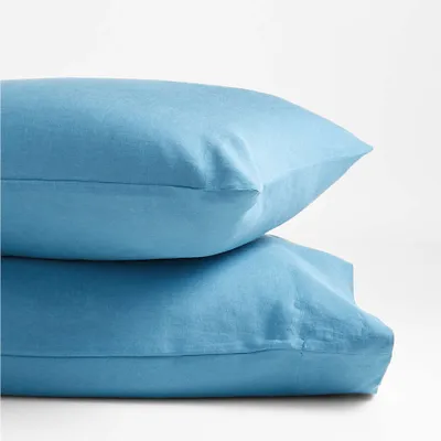 Pure Linen Teal King Pillowcases, Set of 2