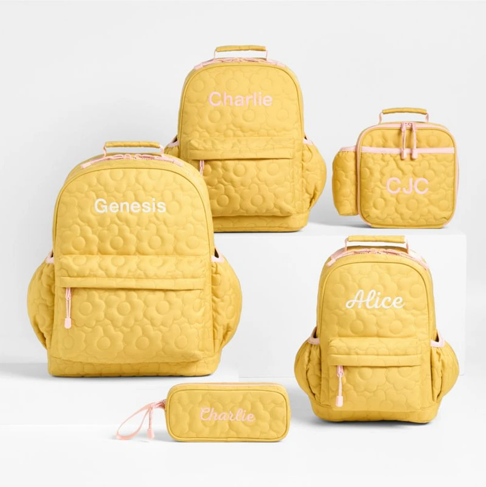Quilted Yellow Flower Soft Insulated Kids Lunch Box