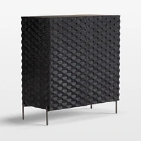 Raffael Black Carved Wood Bar Cabinet with Storage