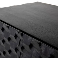 Raffael Black Carved Wood Bar Cabinet with Storage