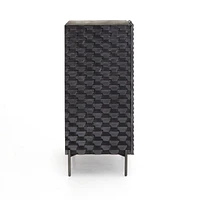 Raffael Black Carved Wood Bar Cabinet with Storage