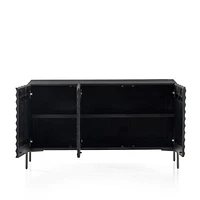 Raffael 49.5" Black Carved Wood Storage Media Console