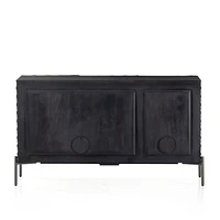 Raffael 49.5" Black Carved Wood Storage Media Console