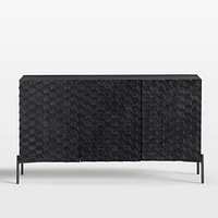 Raffael 49.5" Black Carved Wood Storage Media Console