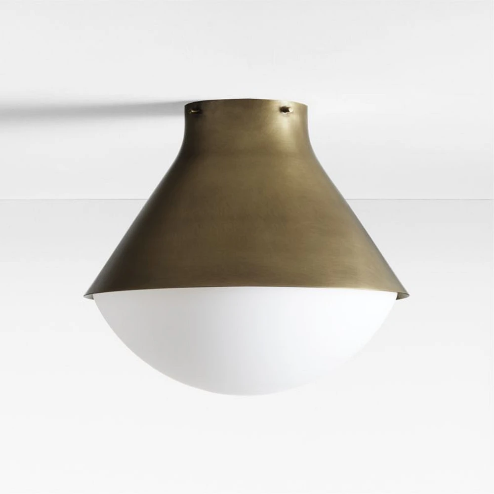 Rainier Brass Conical Flush Mount Light