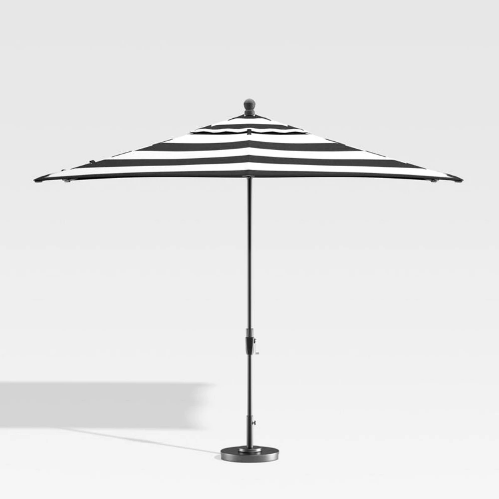 10' Rectangular Sunbrella ® Black Cabana Stripe Outdoor Patio Umbrella with Black Frame