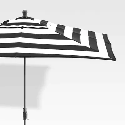 10' Rectangular Sunbrella ® Black Cabana Stripe Outdoor Patio Umbrella with Black Frame