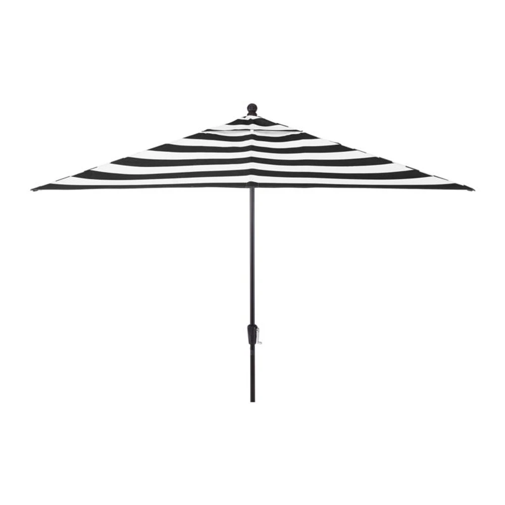 10' Rectangular Sunbrella ® Black Cabana Stripe Outdoor Patio Umbrella with Black Frame