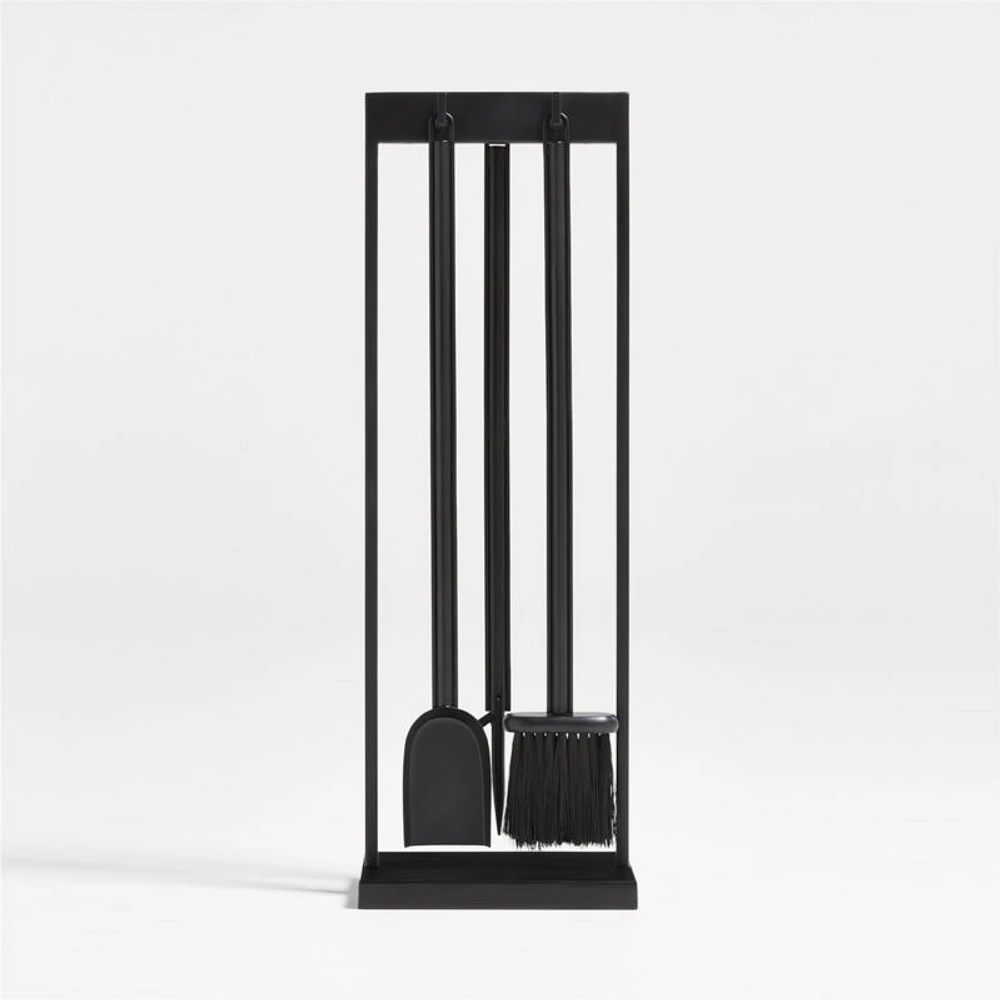 Black Rectangular Frame Fireplace Tools