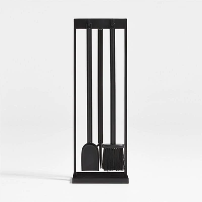 Black Rectangular Frame Fireplace Tools
