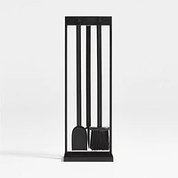 Black Rectangular Frame Fireplace Tools