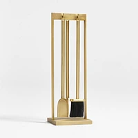 Brass Rectangular Frame Fireplace Tools
