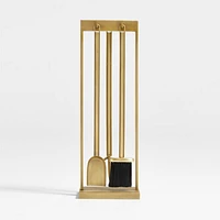 Brass Rectangular Frame Fireplace Tools