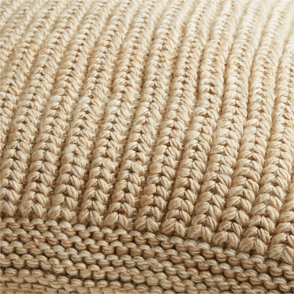 Ginger Beige Wool Blend 23''x23 Fisherman Knit Throw Pillow Cover